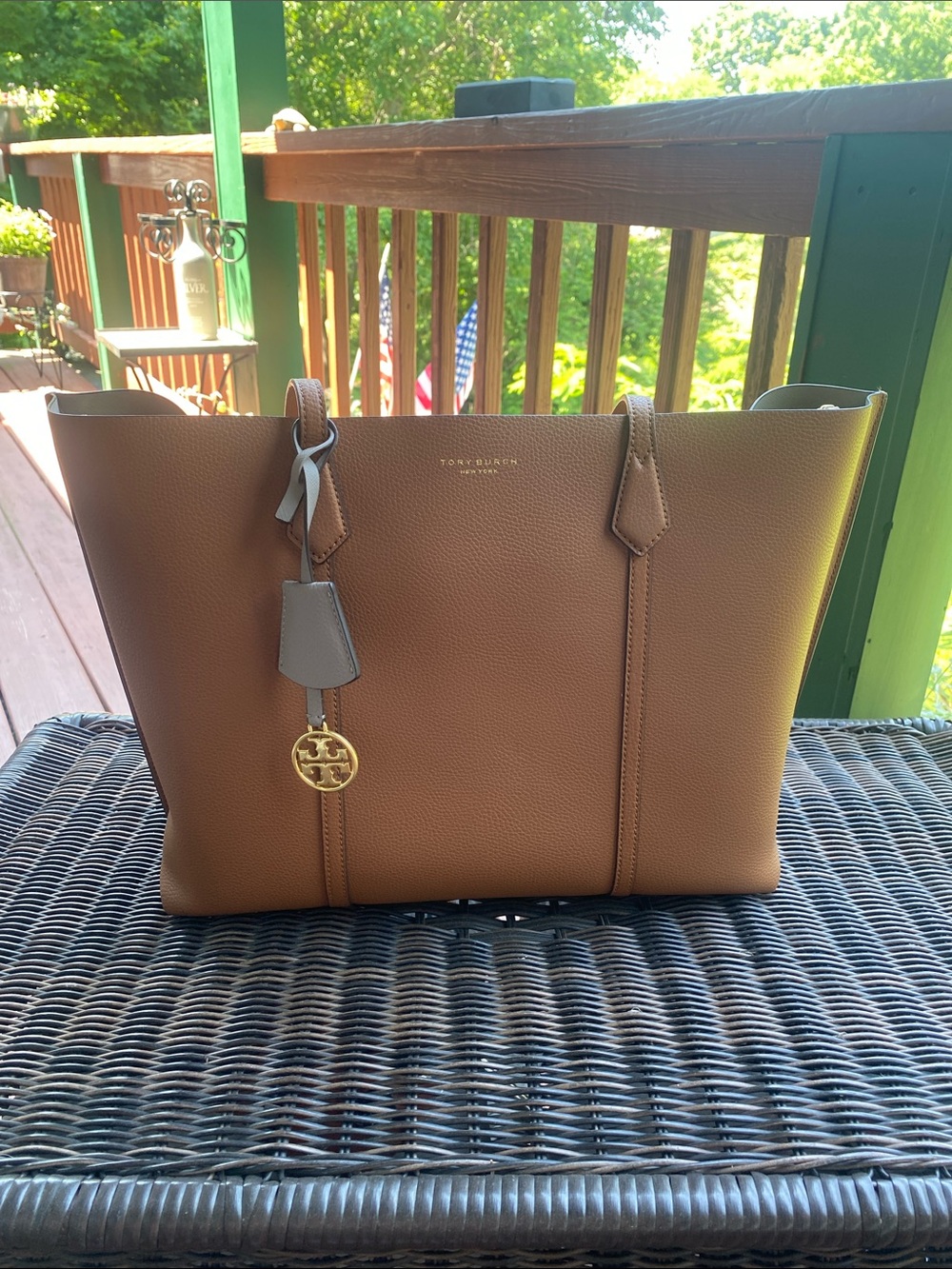 Tory Burch Perry Light Umber Leather Tote Bag